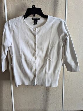 goodclothes White Ribbed Button-Front Cardigan Like New